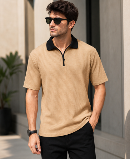 Half Sleeve Polo Neck Zipper T-shirt For men