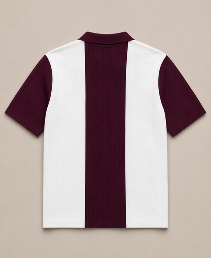 Men's Premium Striped Quarter-Zip Knit Polo T-Shirt