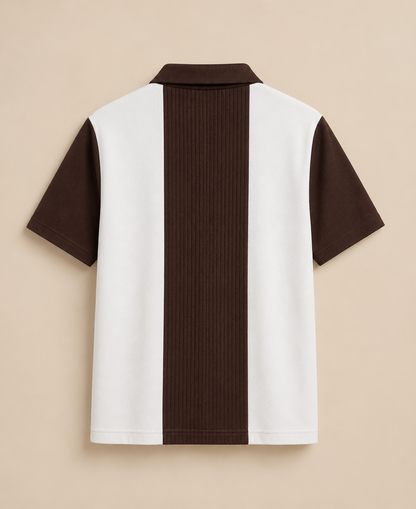 Men's Premium Striped Quarter-Zip Knit Polo T-Shirt