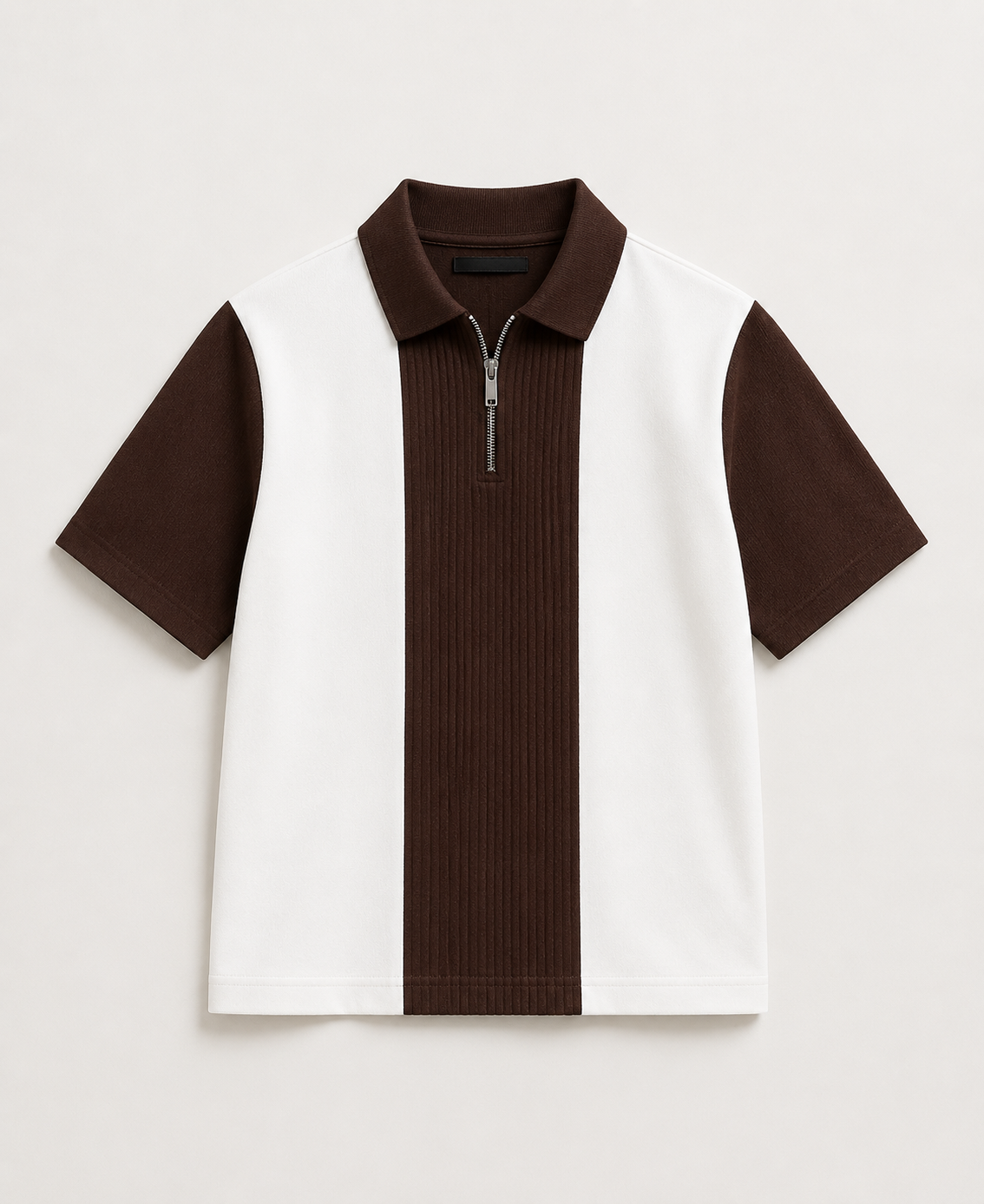 Men's Premium Striped Quarter-Zip Knit Polo T-Shirt