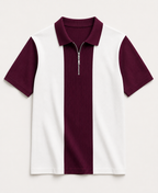 Men's Premium Striped Quarter-Zip Knit Polo T-Shirt