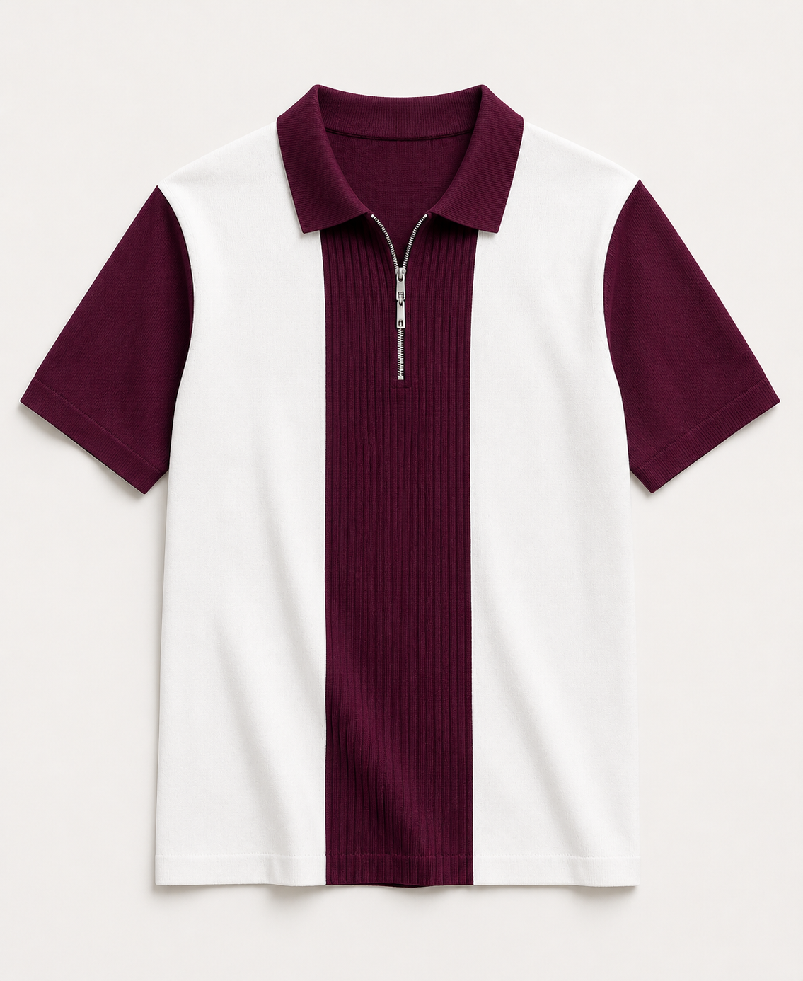 Men's Premium Striped Quarter-Zip Knit Polo T-Shirt