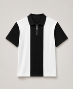 Men's Premium Striped Quarter-Zip Knit Polo T-Shirt