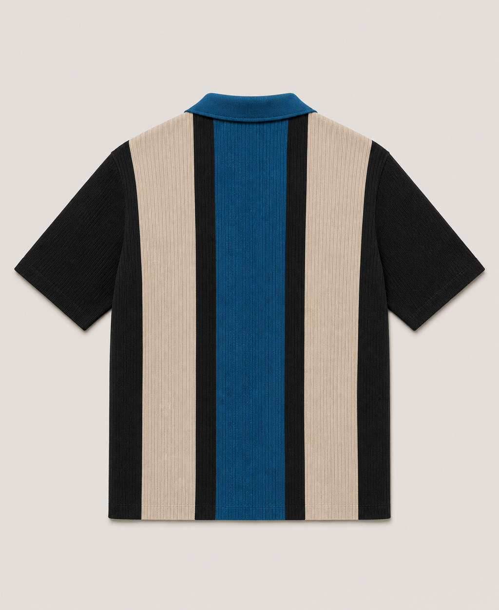 Men’s Half Sleeve Textured Panel Design Zip Polo T-Shirt