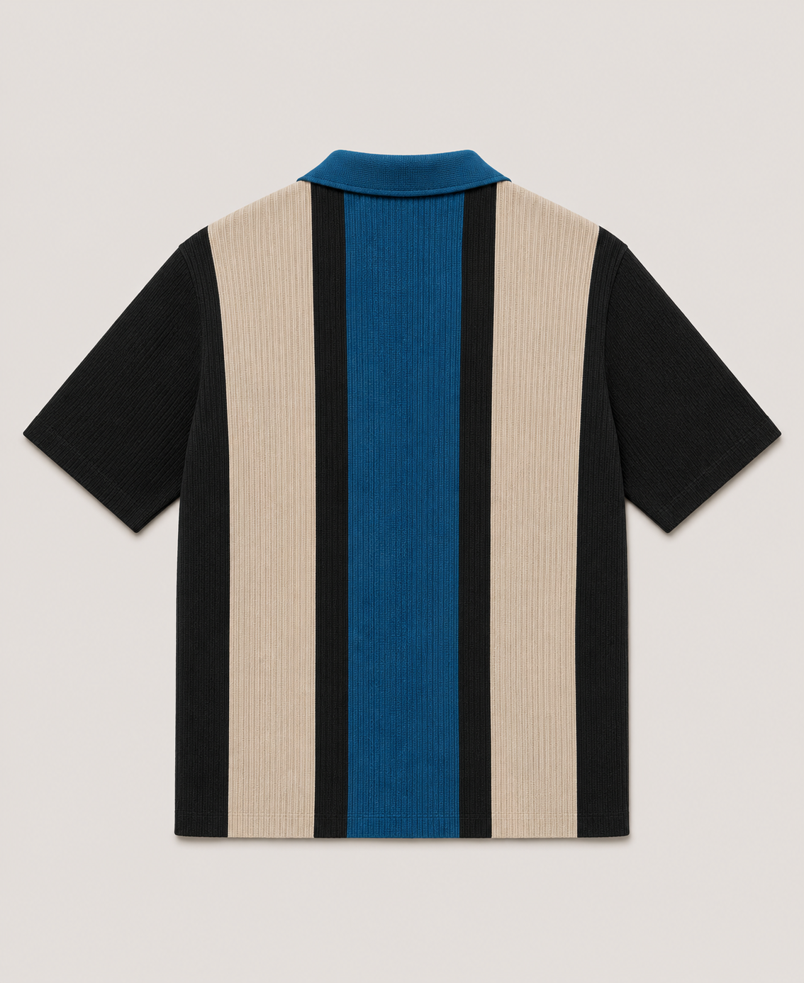 Men’s Half Sleeve Textured Panel Design Zip Polo T-Shirt