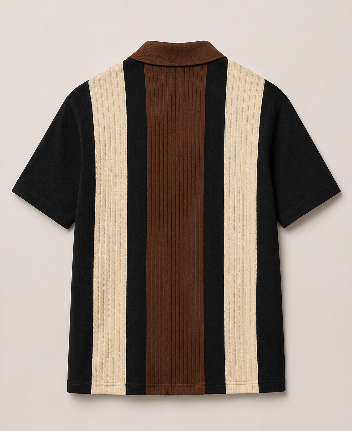Men’s Half Sleeve Textured Panel Design Zip Polo T-Shirt