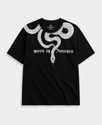 Men’s Black Snake Graphic Printed Half Sleeve T-Shirt | Move In Silence | Cotton Blend