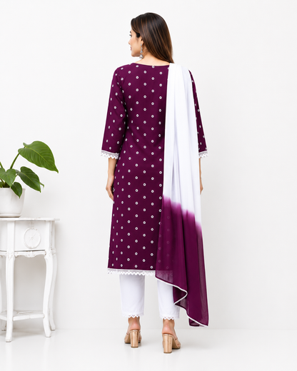 Women's Embroidered Kurta Pant & Dupatta Set | Elegant Ethnic Wear for Casual, Office & Festive Look