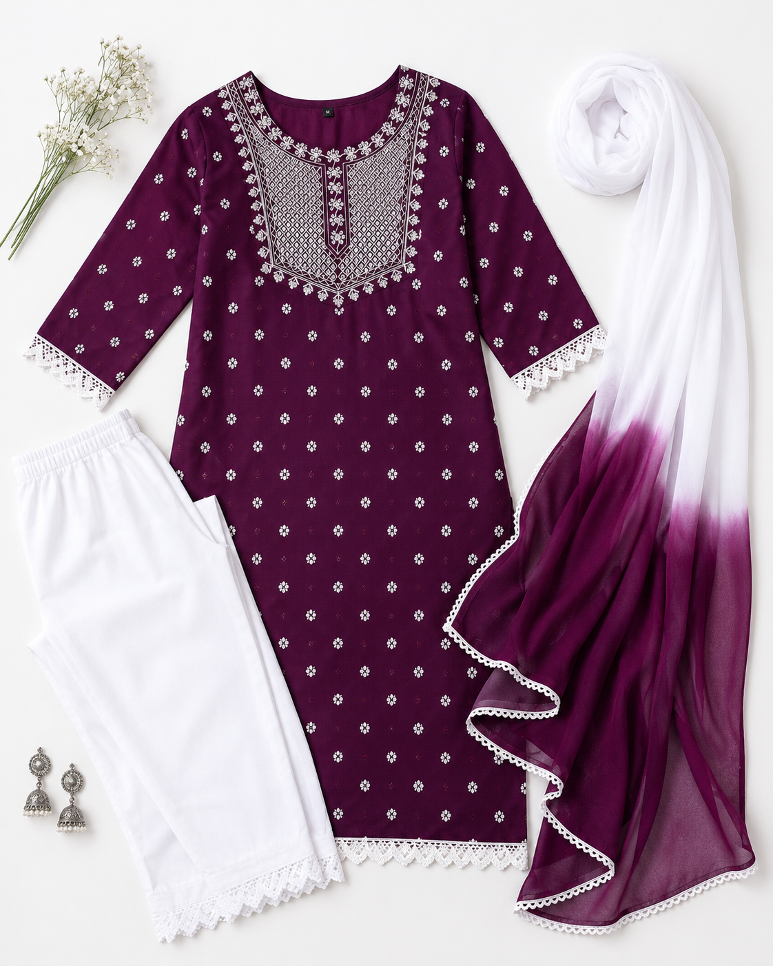 Women's Embroidered Kurta Pant & Dupatta Set | Elegant Ethnic Wear for Casual, Office & Festive Look