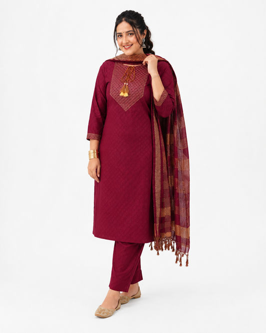 Women's Premium Kurta Pant Dupatta Set | Soft Cotton Blend Ethnic Suit for Festive & Casual Wear