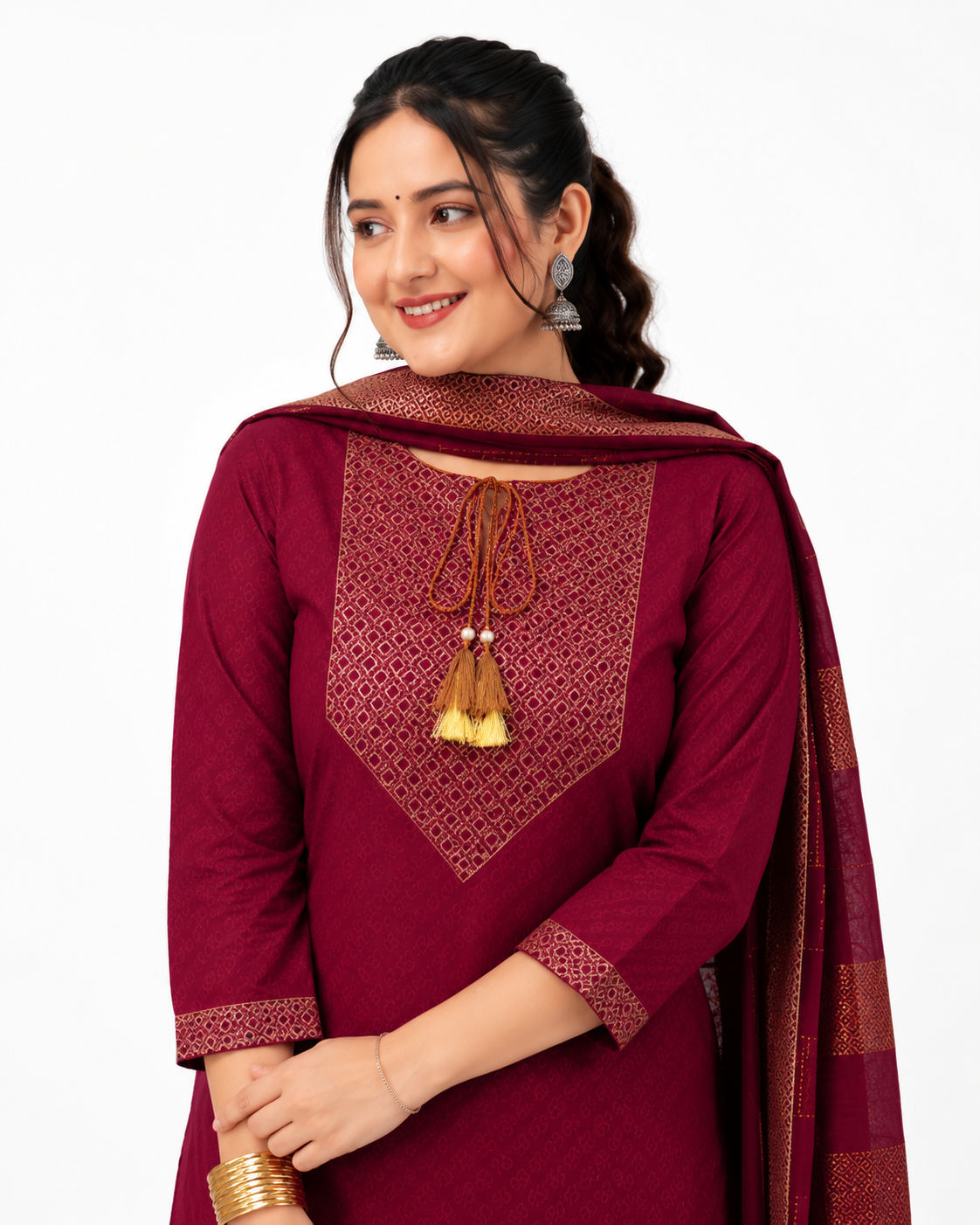 Women's Premium Kurta Pant Dupatta Set | Soft Cotton Blend Ethnic Suit for Festive & Casual Wear