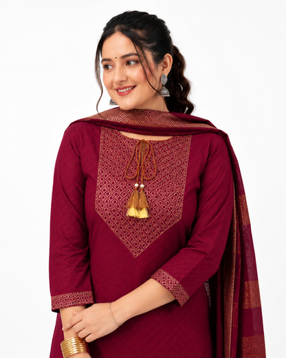 Women's Premium Kurta Pant Dupatta Set | Soft Cotton Blend Ethnic Suit for Festive & Casual Wear