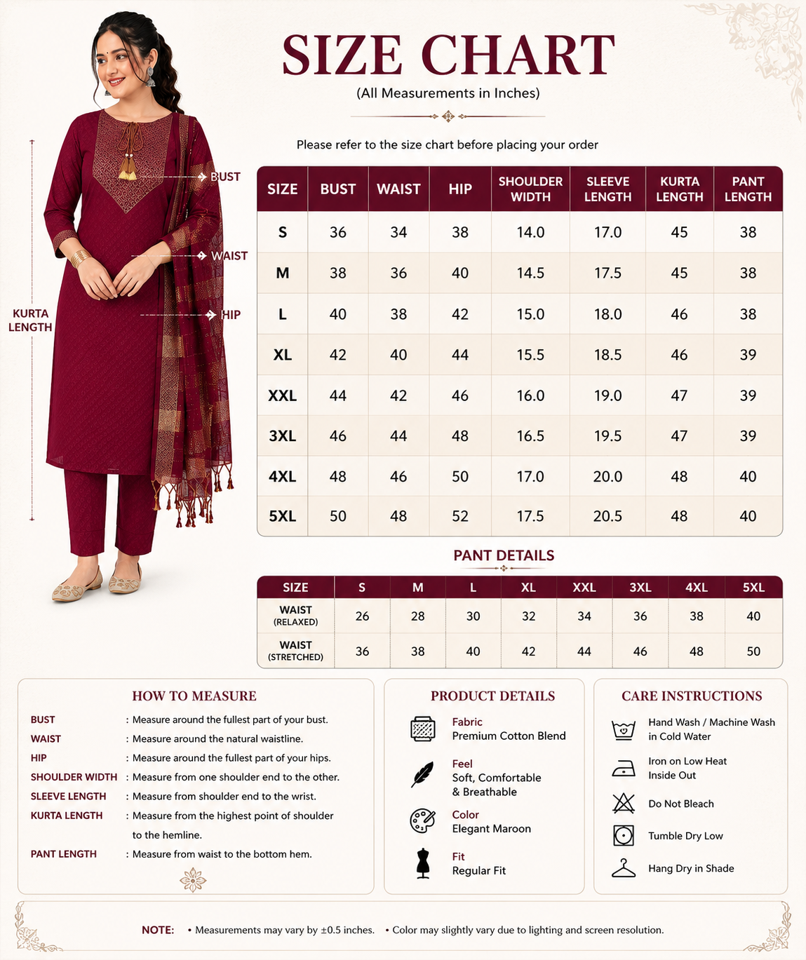 Women's Premium Kurta Pant Dupatta Set | Soft Cotton Blend Ethnic Suit for Festive & Casual Wear