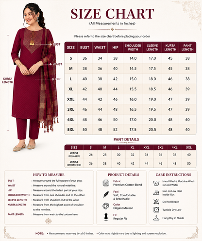 Women's Premium Kurta Pant Dupatta Set | Soft Cotton Blend Ethnic Suit for Festive & Casual Wear