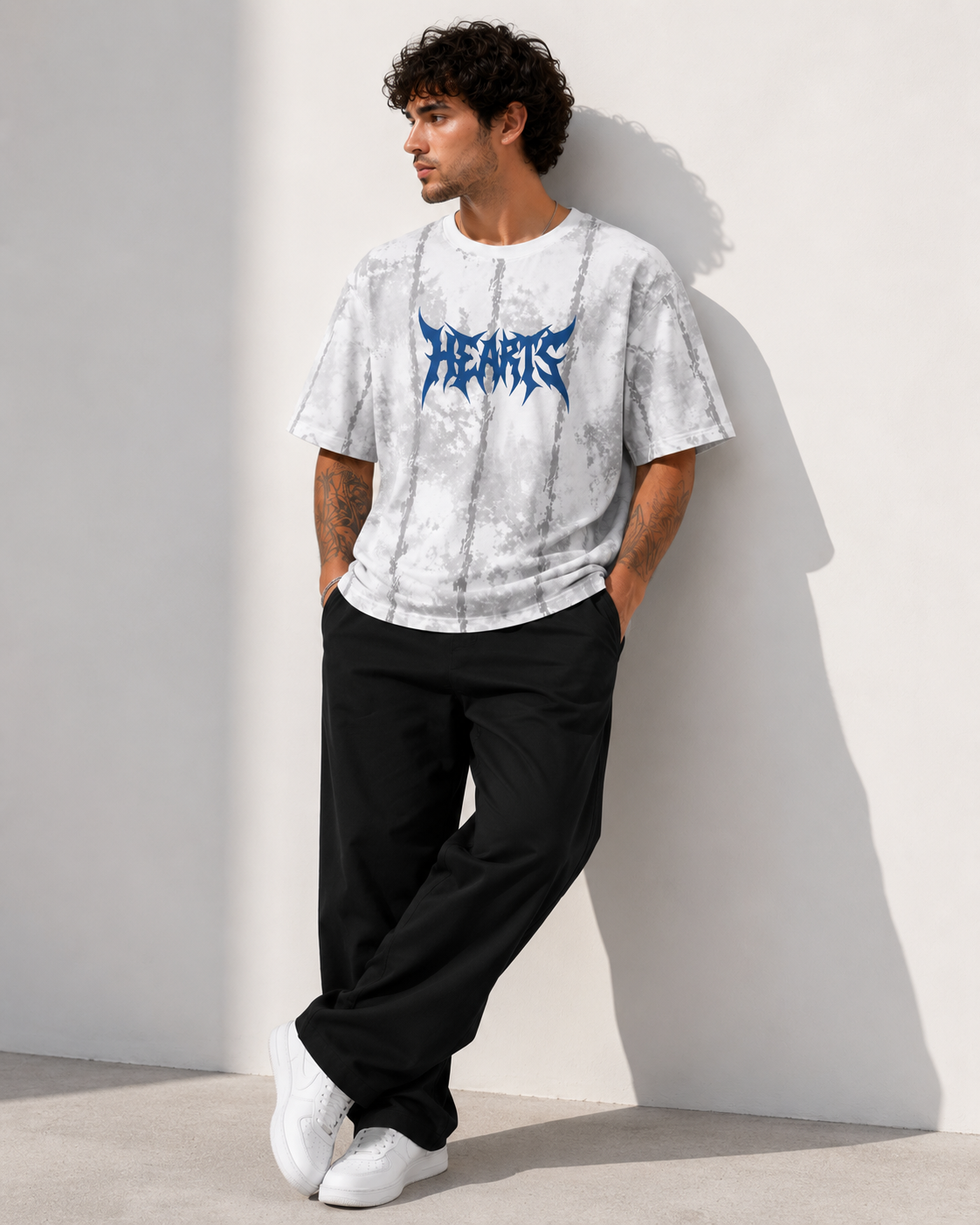 Oversized Acid Wash Graphic Tee for Men