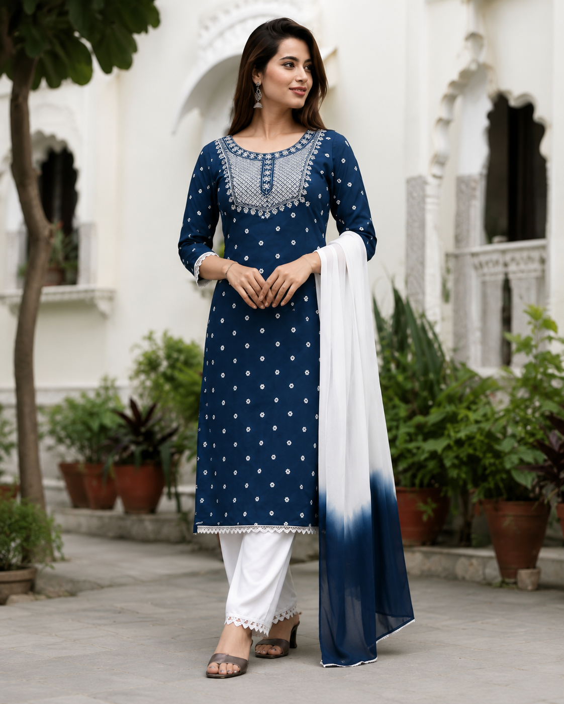 Women's Embroidered Kurta Pant & Dupatta Set | Elegant Ethnic Wear for Casual, Office & Festive Look