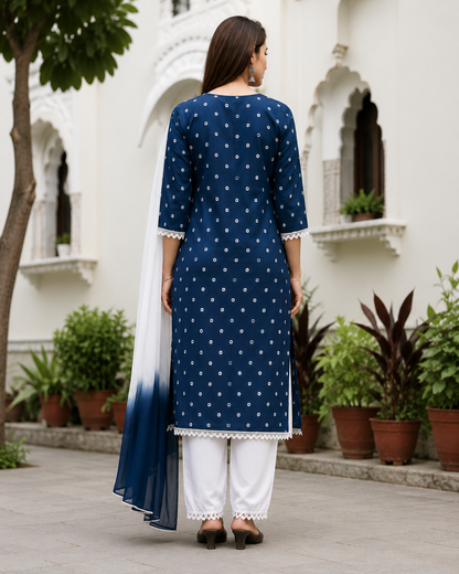 Women's Embroidered Kurta Pant & Dupatta Set | Elegant Ethnic Wear for Casual, Office & Festive Look