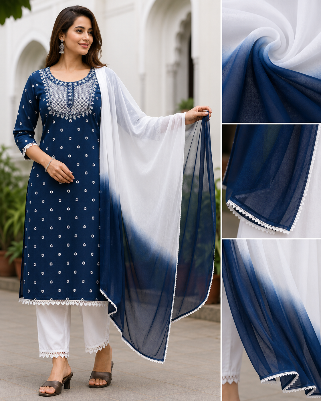 Women's Embroidered Kurta Pant & Dupatta Set | Elegant Ethnic Wear for Casual, Office & Festive Look