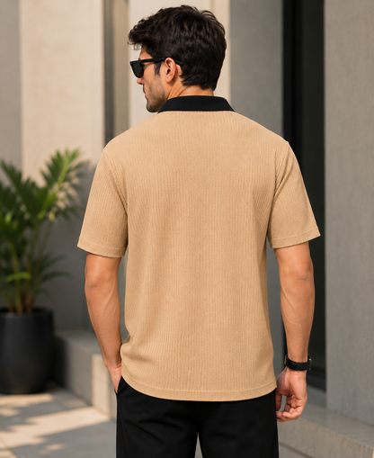 Half Sleeve Polo Neck Zipper T-shirt For men
