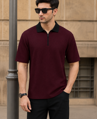 Half Sleeve Polo Neck Zipper T-shirt For men