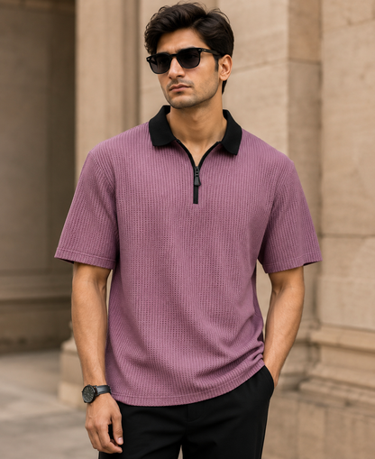 Half Sleeve Polo Neck Zipper T-shirt For men