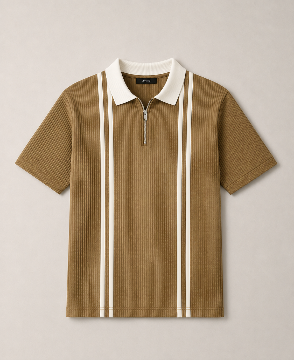 Men Polo Neck Zipper Half Sleeves Tshirt