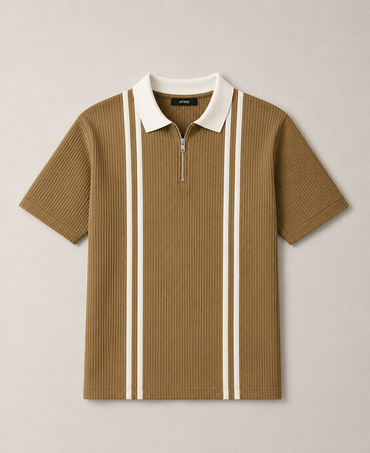 Men Polo Neck Zipper Half Sleeves Tshirt