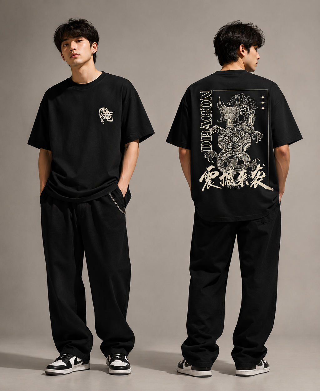 Japanese Dragon Oversized T-Shirt for Men & Women | 240 GSM 100%Cotton