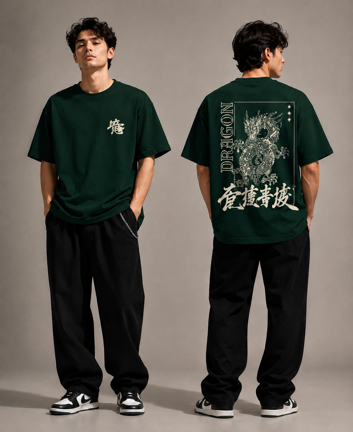 Japanese Dragon Oversized T-Shirt for Men & Women | 240 GSM 100%Cotton