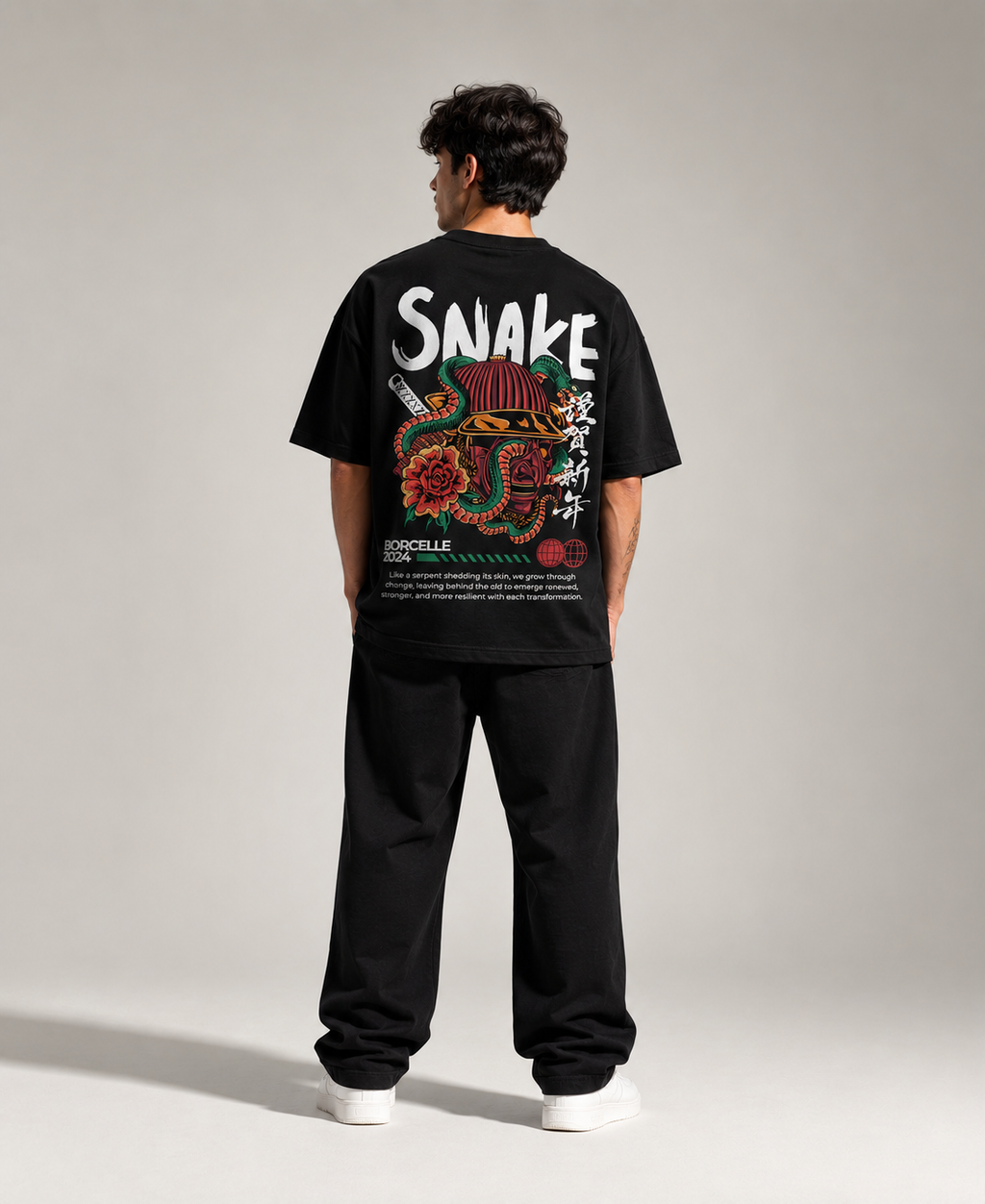 Snake Graphic Oversized T-Shirt for Men & Women | 240 GSM 100% Cotton