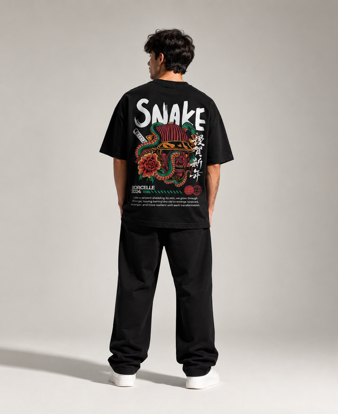 Snake Graphic Oversized T-Shirt for Men & Women | 240 GSM 100% Cotton