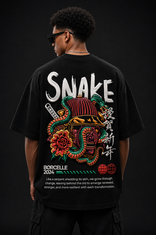 Snake Graphic Oversized T-Shirt for Men & Women | 240 GSM 100% Cotton
