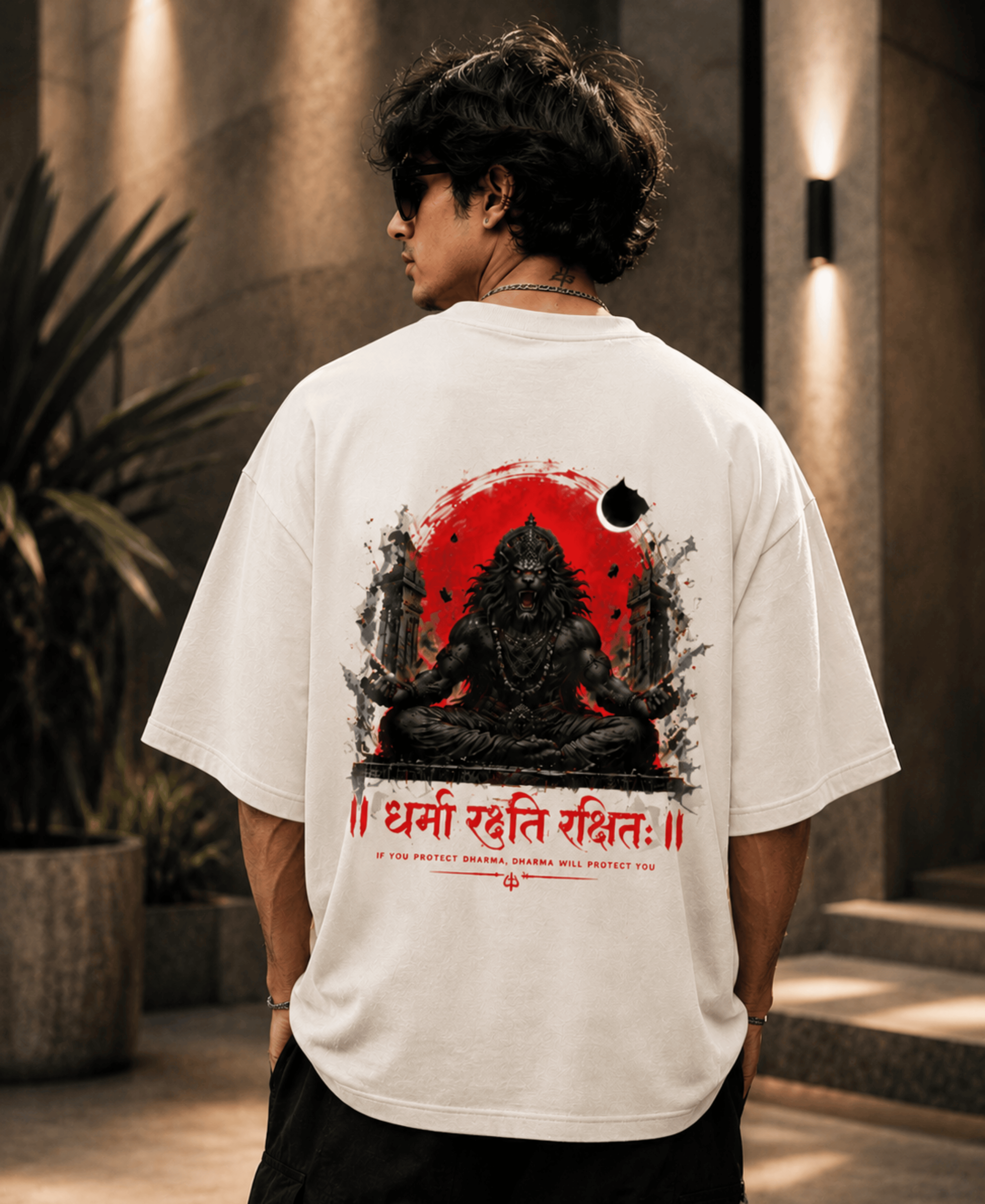 Dharma Rakshati Rakshita" Oversized Tee 100% Cotton